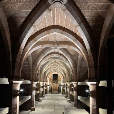 St Mary's Church Crypt Illuminated with Ansell Reef Bi-Directional Wall Lights